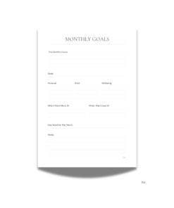 The Index Co. Monthly Goals Planner