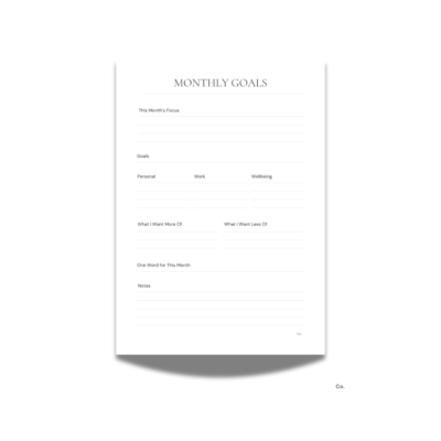 The Index Co. Monthly Goals Planner